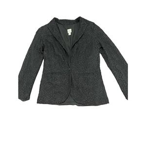 Lauren Conrad Woman's Blazer Black Lace One Button Notched Collar Size 4